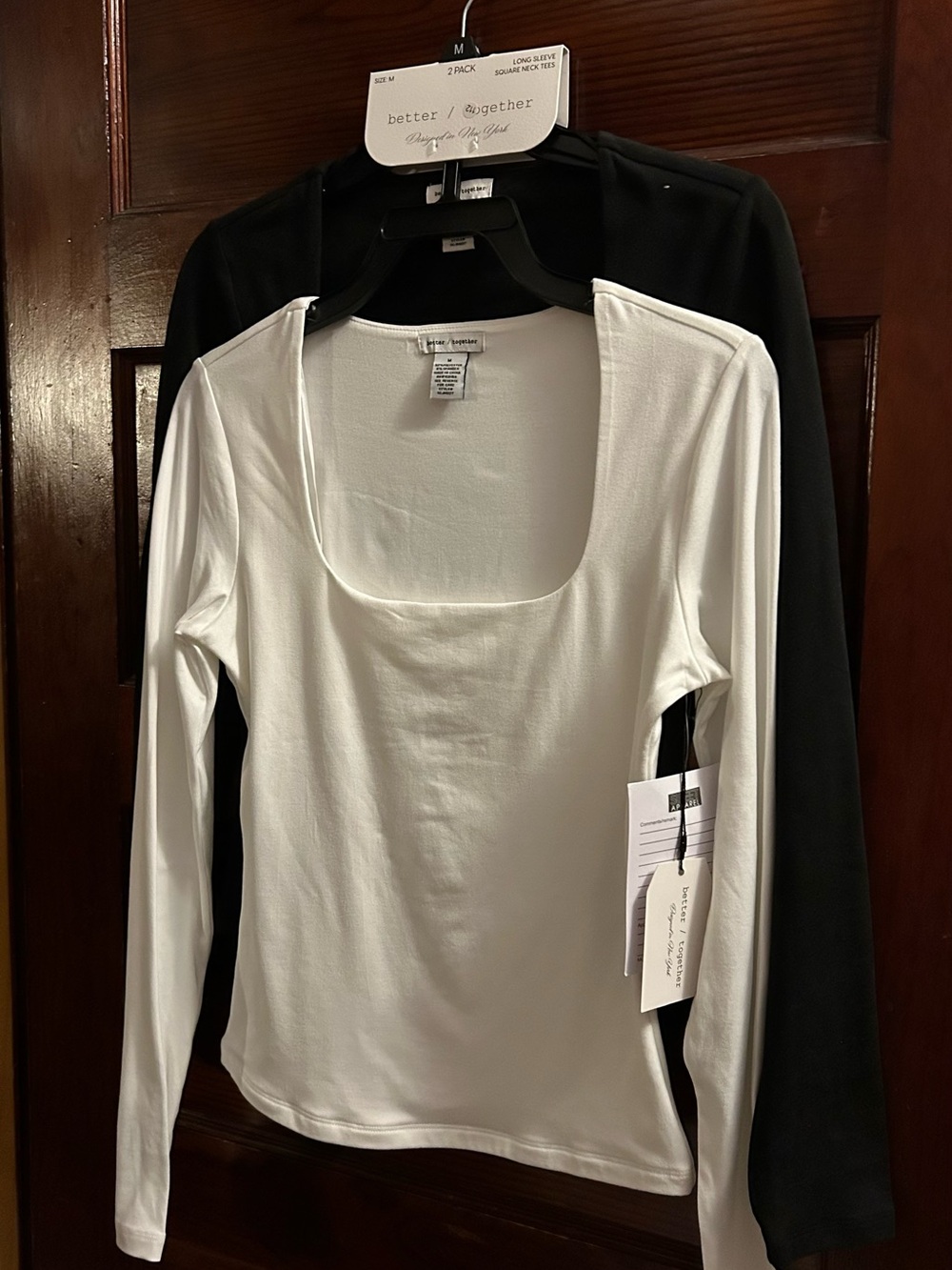 Better / Together 2-Pack Long Sleeve Square Neck Tops – Size Medium – NWT